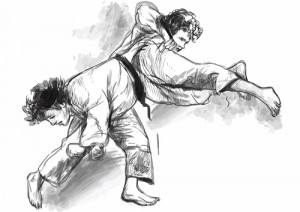 An hand drawn illustration (converted into vector) from series Martial Arts: JUDO.